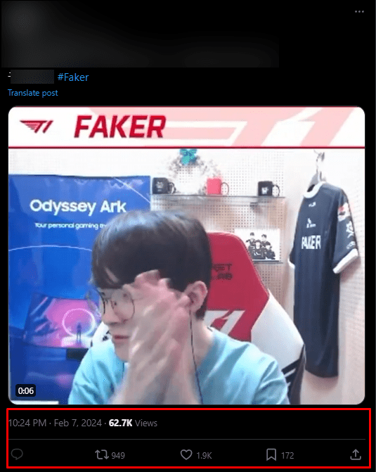 The audience clearly enjoyed Faker's overly excited situation