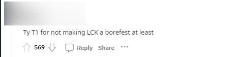 Thank you T1 for not making LCK too boring