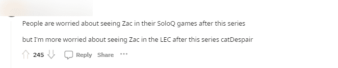 Everyone worries about Zac appearing in ranked. But I'm more concerned about Zac appearing in LEC