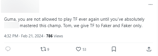 Fans urgently request T1 management to not let Gumayusi use TF anymore and if chosen, only Faker should use it