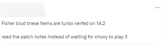 Fans believe Fisher doesn't bother to read the patch notes