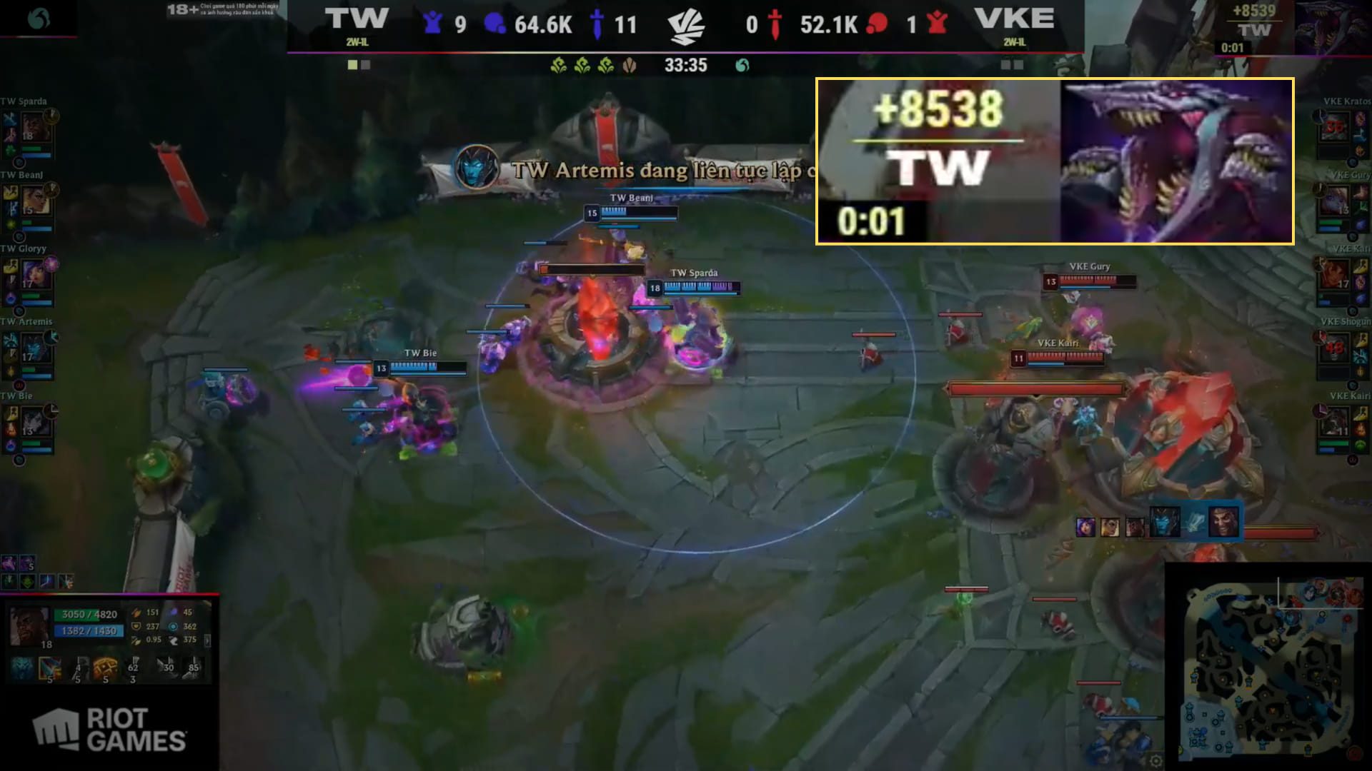 VKE becomes the team with the largest Baron Power Play gap in VCS