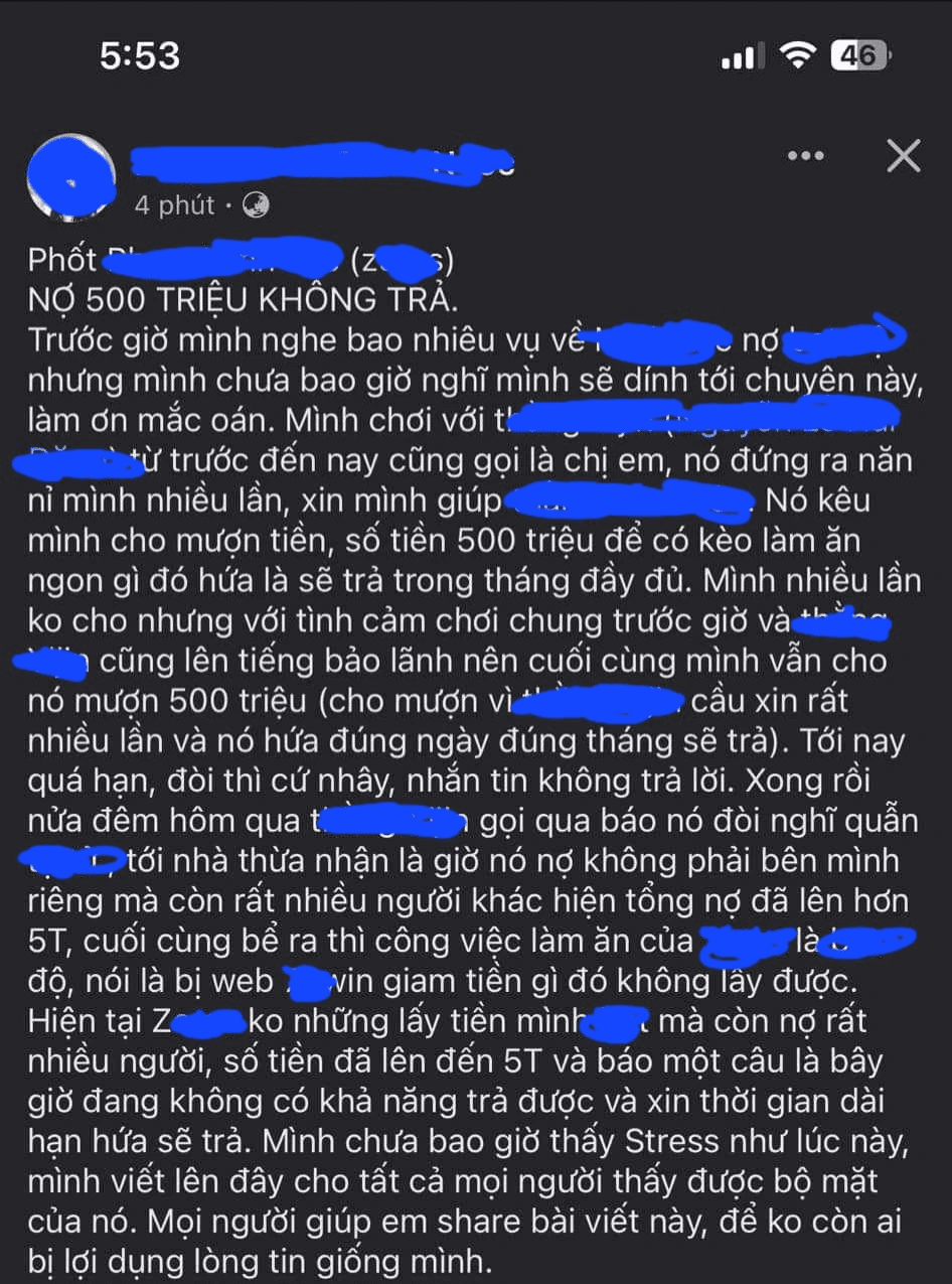 The post revealing the scandal of former SE star Z. causing a stir in the Vietnamese League of Legends community