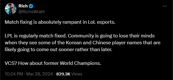 H2K's owner made shocking statements: 'Match-fixing is rising sharply in League of Legends. Matches in the LPL are often pre-arranged. The community may be shocked when players from the LCK or LPL involved in negativity are uncovered in the near future'