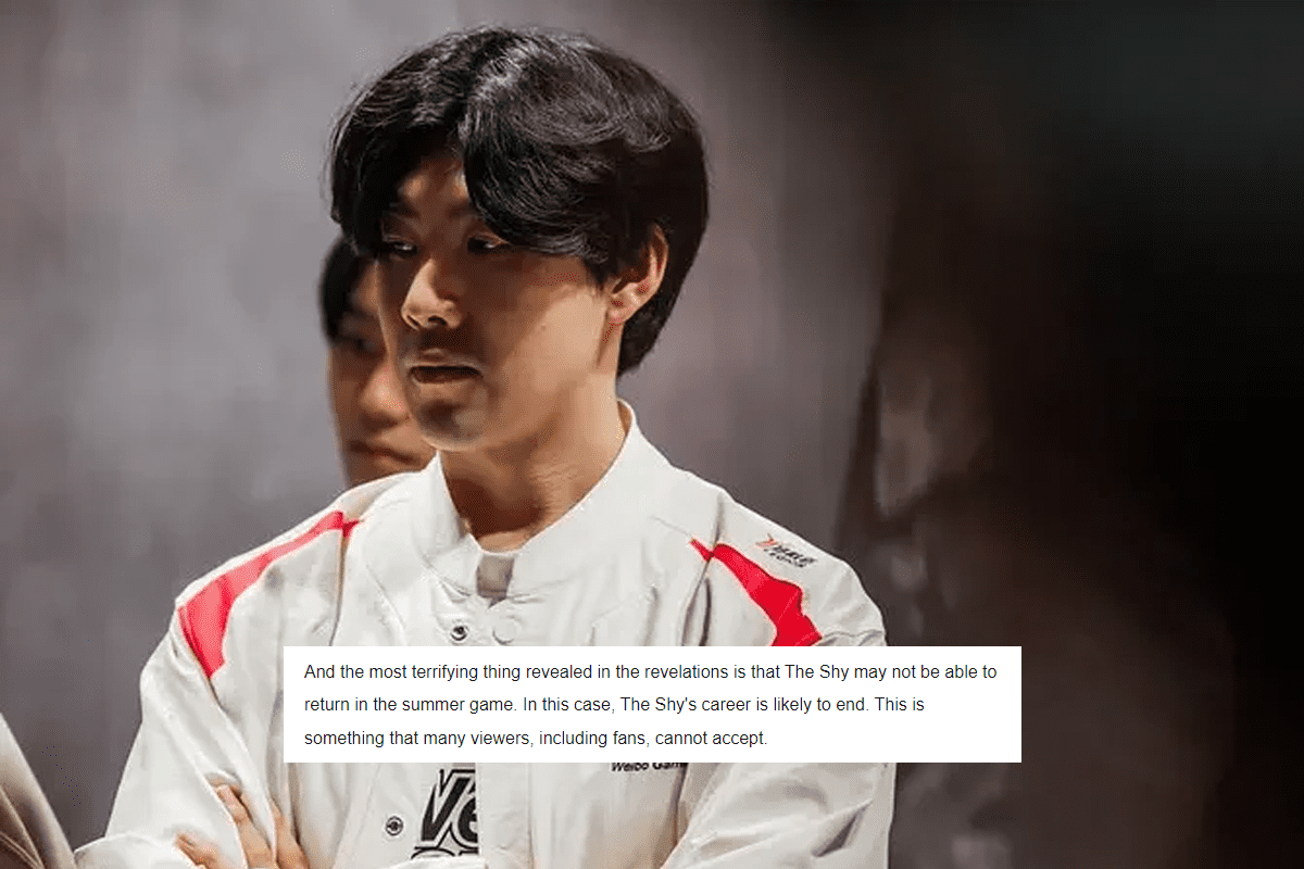 'The scariest thing here is that TheShy will likely not return in the summer season. If that happens, his career may very well come to an end. This is something many fans, including viewers, find hard to accept' - Sohu concludes