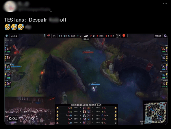 Even during the match between TES and AL, fans shouted loudly “Get lost Despa1r” at the start of game 2
