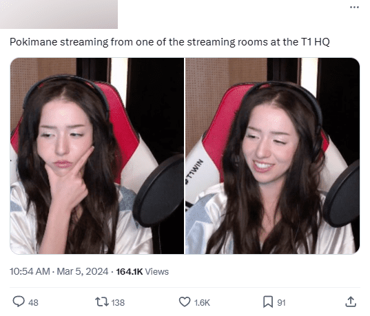 Pokimane spotted at T1's headquarters