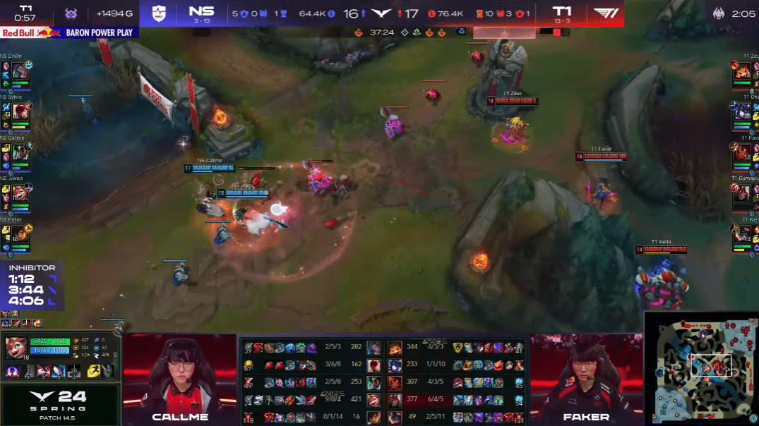 T1 struggled immensely to overcome NS