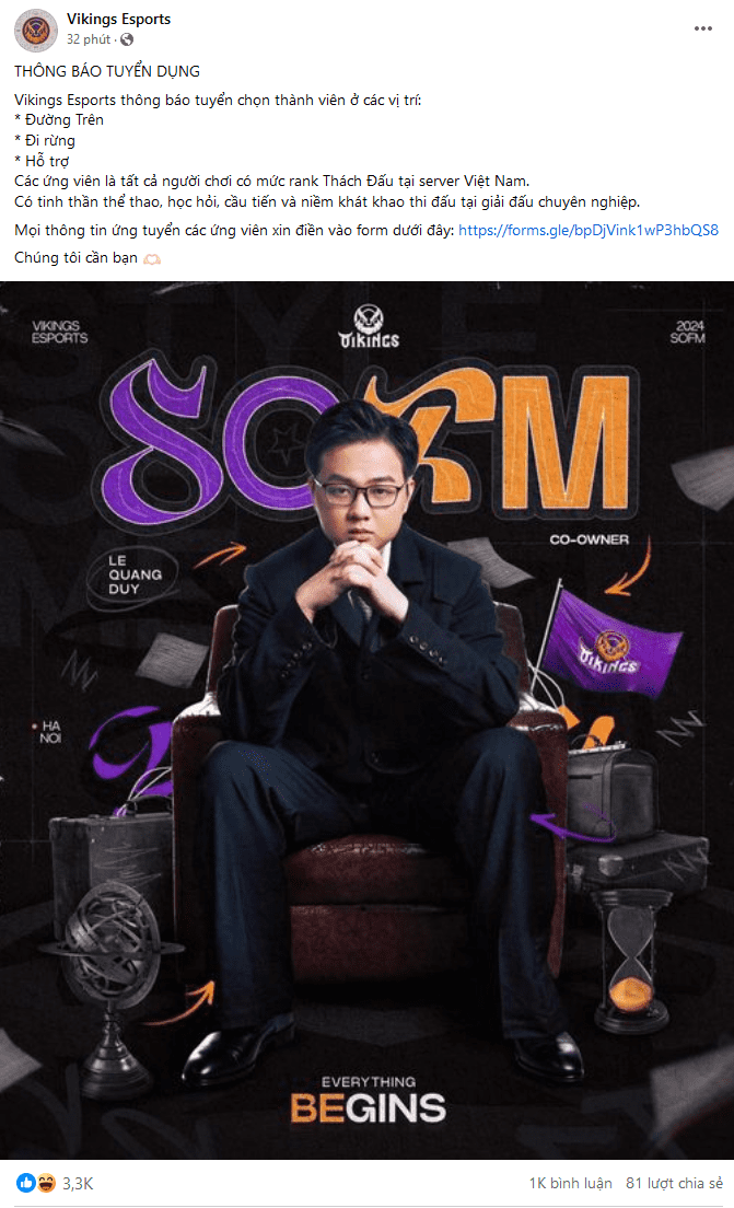 VKE's SofM has announced a search for new players