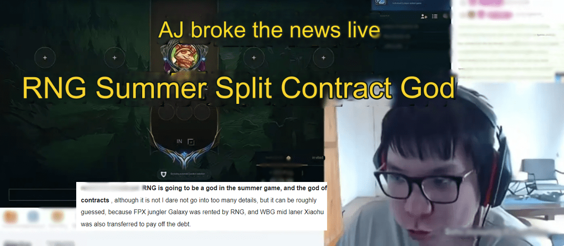 AmazingJ reveals live: “RNG will truly be ‘God’ at the upcoming Summer LPL as they are set to acquire many stars. First, Milkyway will return to RNG after his loan contract with FPX expires. Next, RNG will buy Xiaohu from WBG”