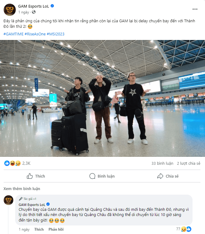 The journey began with a delay in the main roster's flight