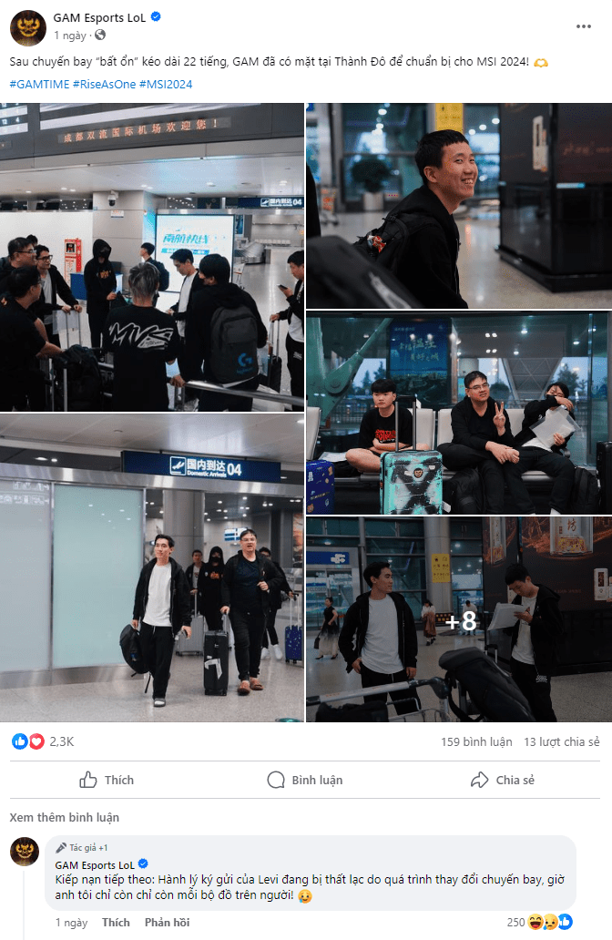 It took around 22 hours to reach Chengdu, but Levi's luggage was lost