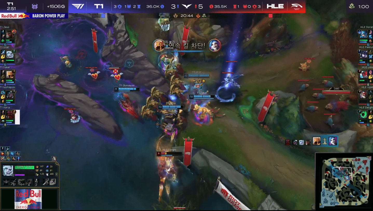 But when Zeus used K'Sante, T1's dominance grew as the game progressed