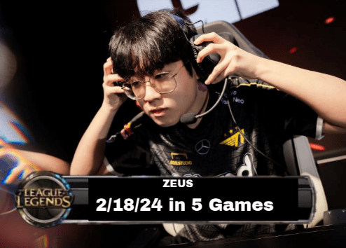 Zeus's poor KDA stats after 5 games