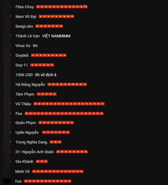 The red flag with yellow star 'broadcasting' in the chat channel while Vietnamese PUBG players are competing