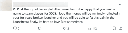 Ahri will top the banned list. Faker must be pleased that his name is being used to profit (500 USD) from gamers. I hope this money will be used to fix existing bugs in the game. Sometimes it's really hard to love Riot