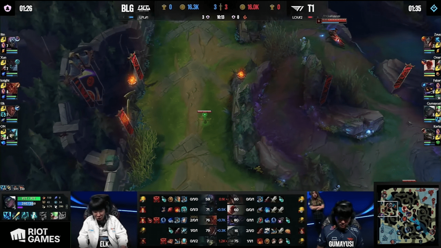 T1 chose Senna for Gumayusi but only had Tahm Kench for shielding