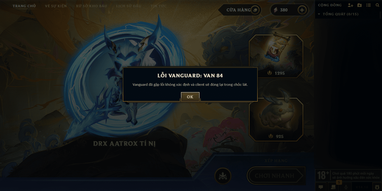 The error occurred across Riot's game systems including League of Legends and VALORANT