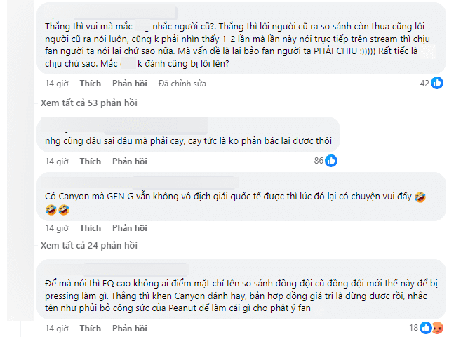 The debate erupted among Peanut fans, neutral fans, and those supporting Van Tung's statement.