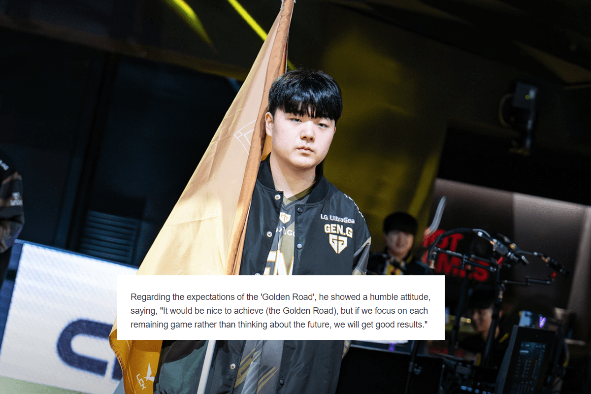 Despite expectations to achieve the 'Golden Path', Canyon remains extremely humble: 'It would be wonderful to achieve that remarkable feat (the Golden Path). However, it is still too early to mention that right now. I believe that the Gen.G team and I should focus on the upcoming match rather than any future scenarios. This will help us achieve better results'