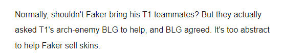"Shouldn't Riot let Faker promote this skin with his teammates at T1? They actually asked T1's major rivals, BLG, to promote the HoL skin. It's hard to imagine how BLG will help sell this skin" - A viewer expressing disbelief at Riot's decision