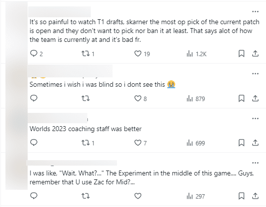 T1 fans also admit these are self-destructive draft picks