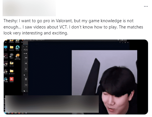 TheShy shows his enthusiasm for VALORANT and his intention to become a professional player in this FPS game.
