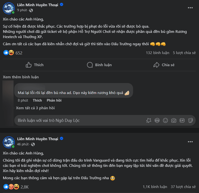 Riot in Vietnam confirms they will resolve the issue soon, will not deduct LP, and will offer compensation