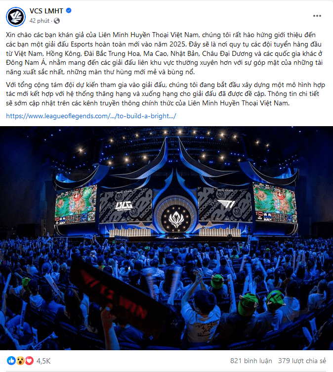 However, according to a new announcement from Riot, VCS will be merged into the APAC region starting next year when a new tournament is launched