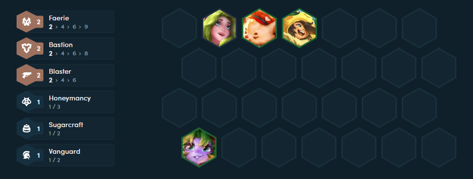 Ideal starting composition with Tristana as the carry combined with tank champions