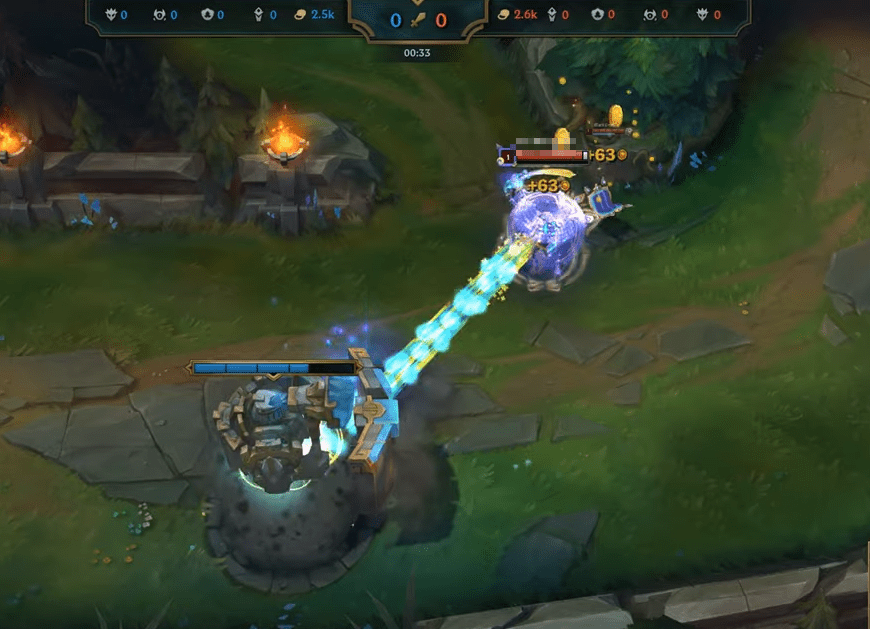 Jinx suddenly possesses the ability to destroy towers extremely quickly thanks to her machine gun firing continuously and without energy cost