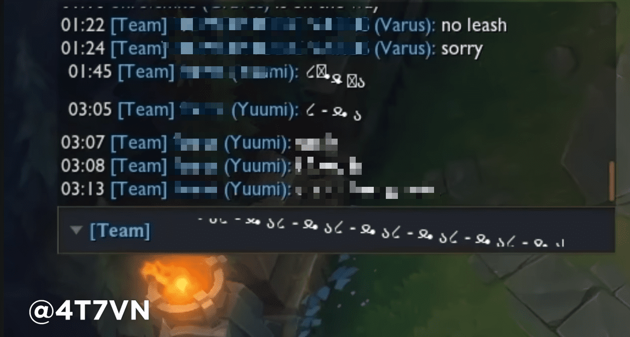 When the player 4T7VN types the string '૮ - ﻌ • ა' in the chat....