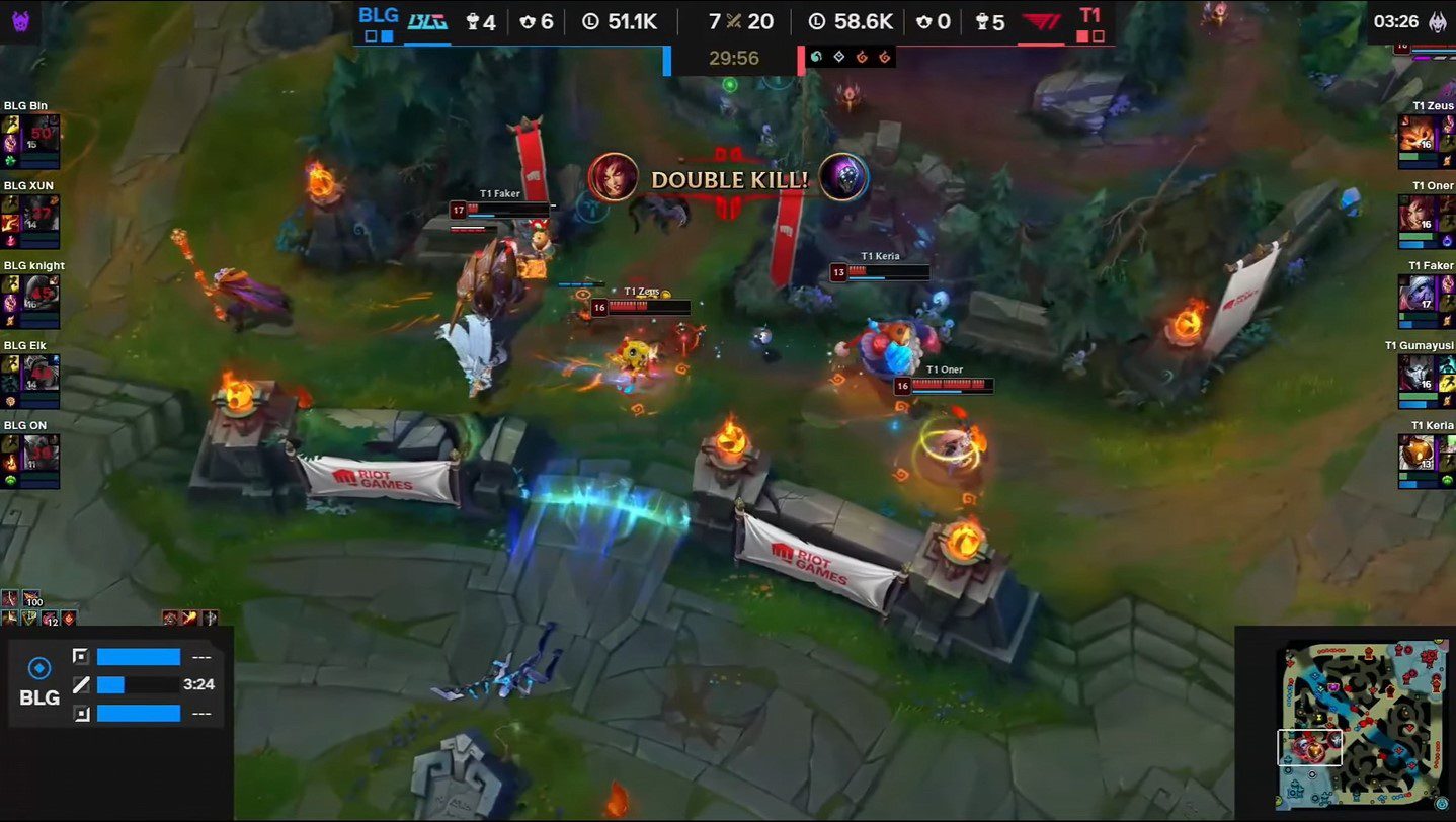 T1 annihilated BLG in game 3 despite being behind for a long time at the start of the game