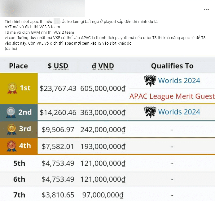 The community debates whether VCS can have 3 slots at APAC in the future