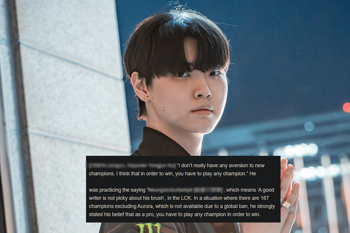 Chovy believes that not being 'picky' when choosing champions is his secret to victory: 'I really have no aversion to newly released champions. I think to win, you have to be able to play all champions. I practice with the principle of never being picky and must be ready to play any champion requested by the coach. For me, a professional player must have such skills to avoid becoming a weakness for the team.'