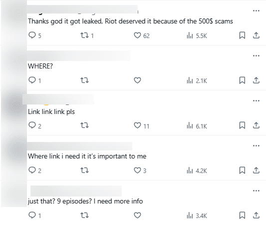 The community is buzzing in search of links but also takes the opportunity to tease Riot