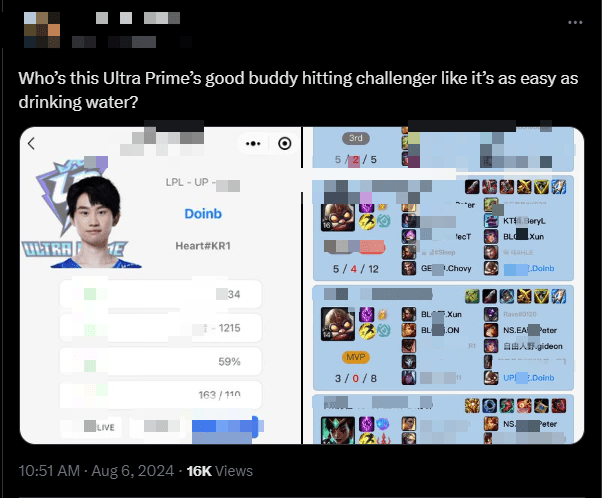 Doinb has recently been discovered successfully climbing to Challenger on the Korean server