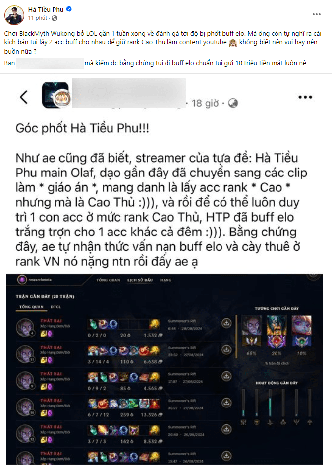 Hà Tiều Phu had to make a statement to clarify
