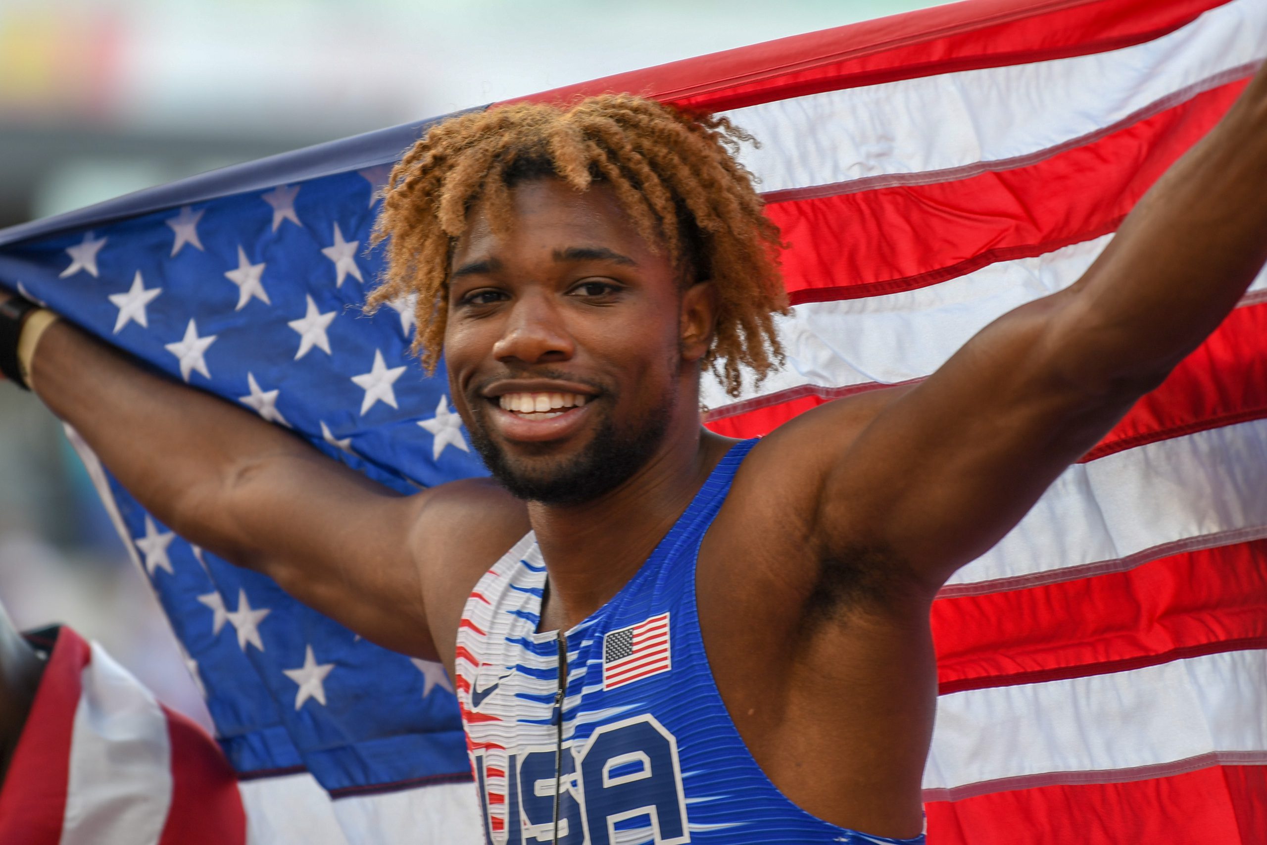 Noah Lyles is the athlete who just won the Gold Medal in the men's 100m at the Olympics for Team USA