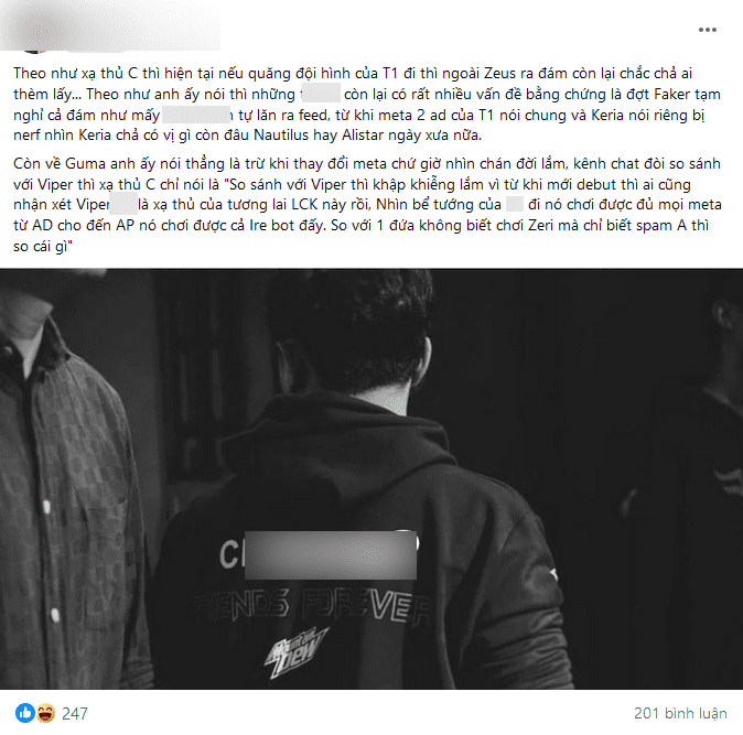 Fans quoting a statement from a stream by a former professional VCS Marksman