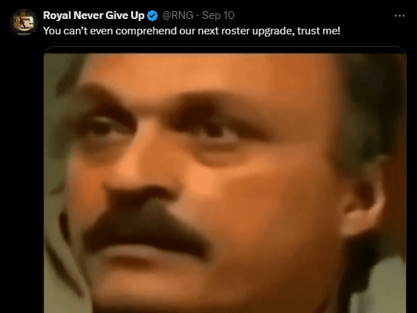 RNG recently posted a status on Twitter (now X) along with a video expressing astonishment: 'You won't believe the upcoming roster upgrade, trust me'