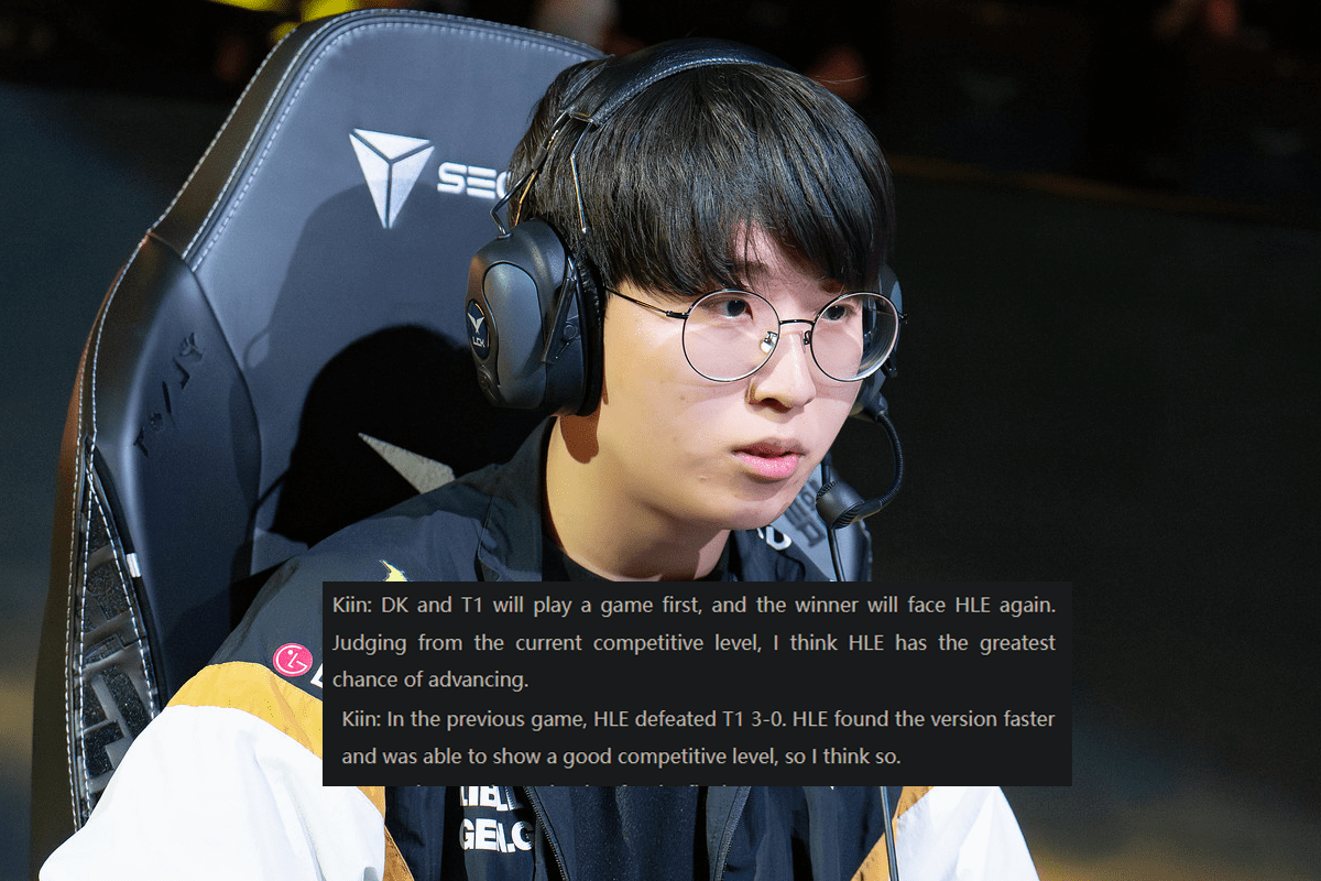 Kiin asserts that HLE will defeat T1 in the upcoming rematch: 'Based on my observations, HLE is the team with the best chance of reaching the upcoming grand finals. This is due to the fact that in their previous encounter, T1 was convincingly defeated by HLE with a score of 0-3. They (HLE) have also shown a better understanding of the meta of the new patch and have outperformed T1. Therefore, I believe HLE can surpass T1 in the losers' finals.'