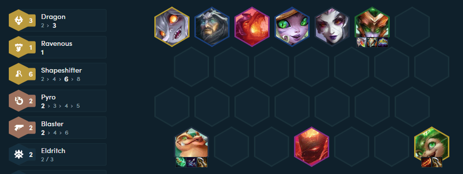 6 Shapeshifters provide a solid barrier for Nomsy and Smolder to deal damage in the late game