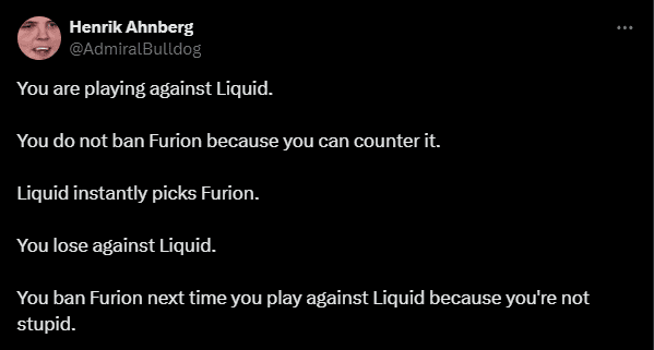 'Legend' Admiral Bulldog praises miCKe's performance with Nature Prophet: 'You fight against TeamLiquid. You don’t ban Nature Prophet because you think you can counter this hero. TeamLiquid immediately picks Nature Prophet. Then you lose miserably to TeamLiquid. You definitely should ban Nature Prophet in the next encounter with TeamLiquid because you’re not that foolish'