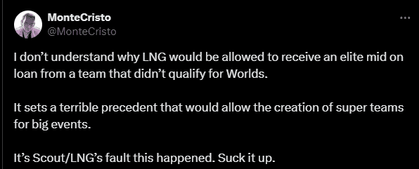 Former caster Monte Cristo also agrees with LCK fans: 