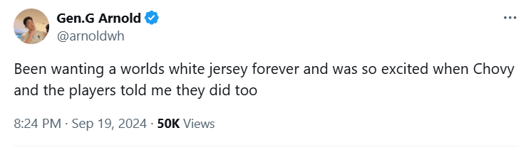 'I have always wanted a white competition outfit for a long time and I'm very glad that Chovy and other players have also suggested this'