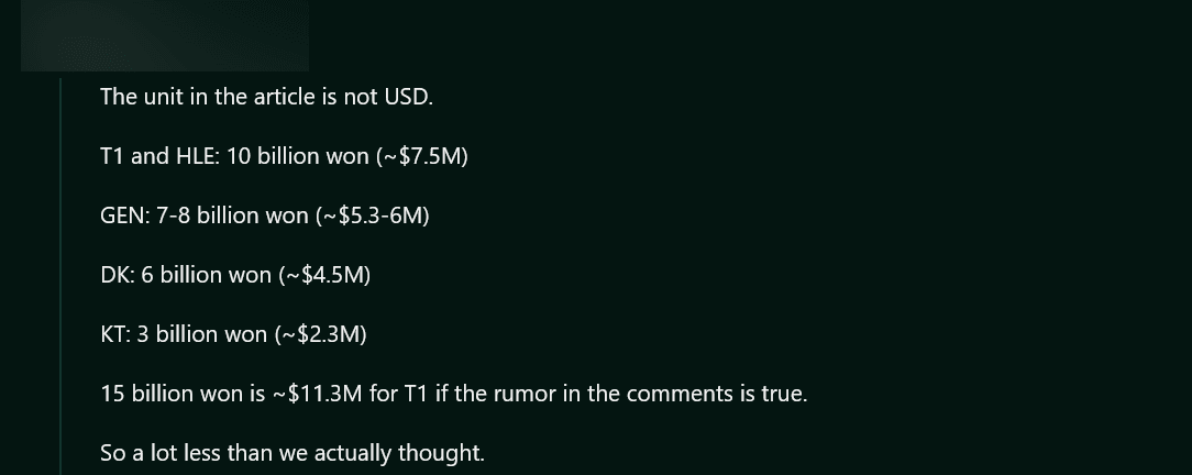 Fans detail the estimated salary budgets of each team based on information from Korean media, and T1's could even be higher than HLE