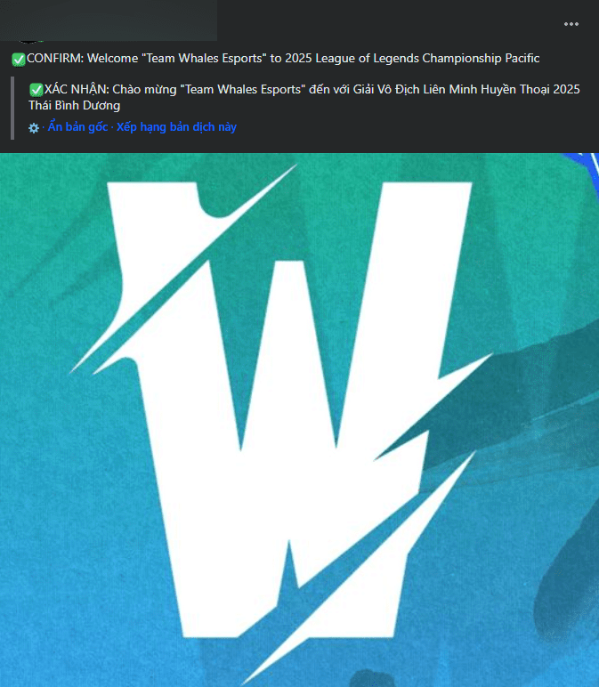 There are reports that TW will participate in the tournament, but the team's fanpage has not posted anything