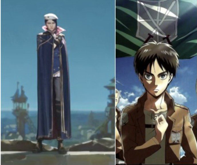 Caitlyn's pose in the movie is quite similar to the oath pose of the Survey Corps in AoT