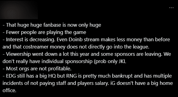 A channel specializing in monitoring Chinese League of Legends points out the factors causing LPL to be at risk and lagging behind LCK